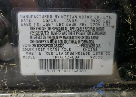 2016 Nissan Versa Note S z USA, uszkodzony, nr VIN 3N1CE2CPXGL368320